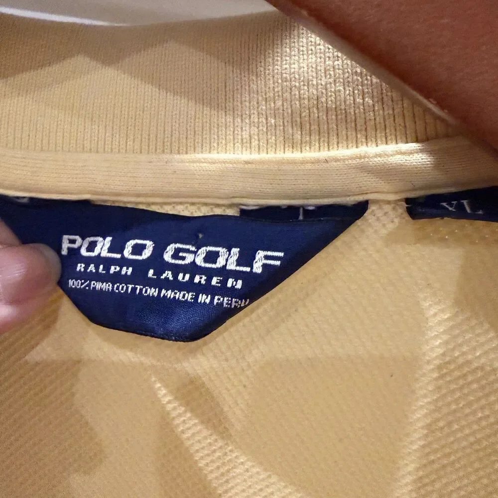 Polo Golf Ralph Lauren Shirt Mens XL Yellow 100% Pima Cotton Multi Color Pony